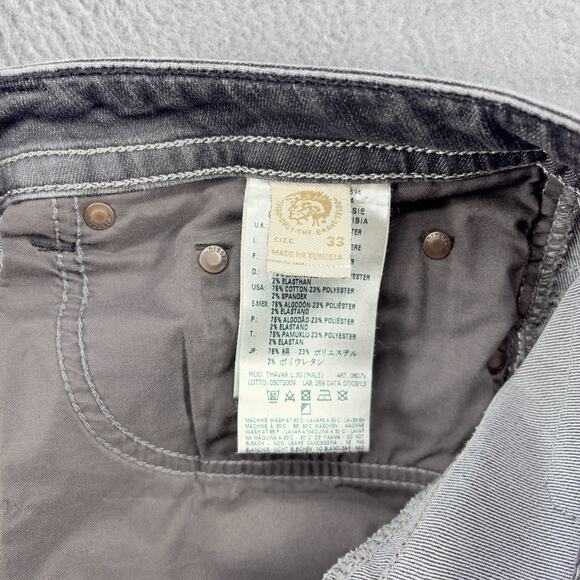 Diesel Thavar Jeans Men's 33x30 Black Stretch Denim Slim-Skinny Grunge Skater - Picture 8 of 14